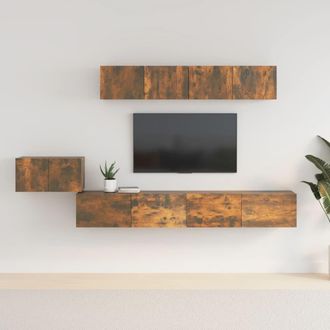 vidaXL Vidaxl - Set De Muebles De Tv 5 Pzas Madera Contrachapada Roble Ahumado