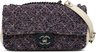 Chanel Pre-owned Womens Classic Flap Bag Tweed - Navy Textile - One Size