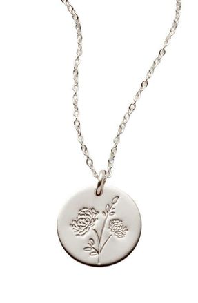 Made by Mary November Birth Flower Necklace in Silver at Nordstrom, Size Medium