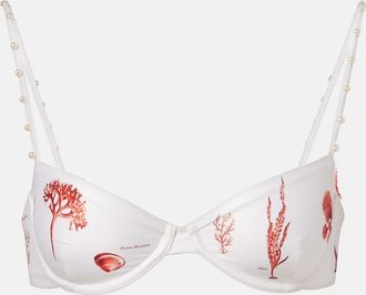 Agua Bendita Magdalena embellished printed bikini top