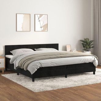 vidaXL Vidaxl - Cama Box Spring Con Colch&oacute;n Terciopelo Negro 200x200 Cm