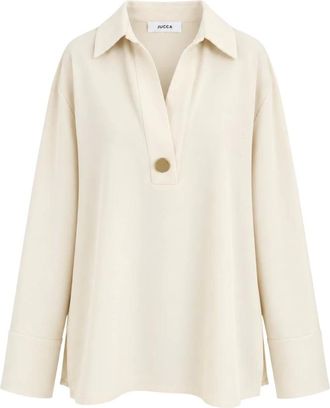 Jucca Blusa con cuello polo y escote en V - Tops - Mujer - Beige - L