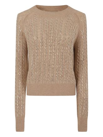 Ermanno Scervino beaded knit sweater - women - Wool - L - Neutrals