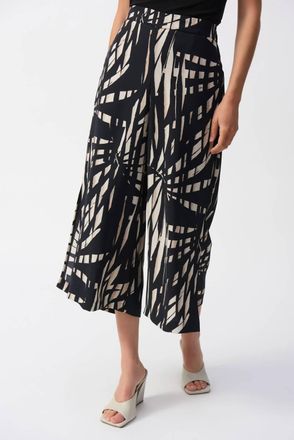 Joseph Ribkoff Tropical Print Culotte Pants In Black/multi