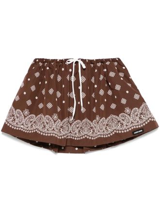 Miu Miu paisley-print mini skirt - women - Cotton - 42 - Brown