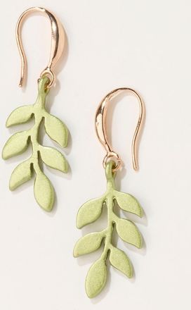 Fat Face FatFace Green Leaf Drop Earrings