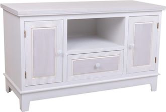 Wanderlust Deco Mueble bajo de madera de blanco 100x42x60 h cm