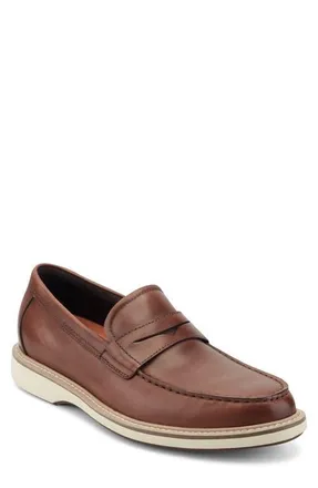 Rockport Ledger Leather Penny Loafer in Dark Natural 120 at Nordstrom, Size 11.5