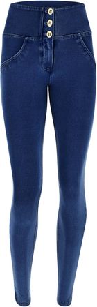 Freddy Leggings FREDDY Leggings WRUP4MC002ORG, Damen, Gr. L, EURO, blau (schwarz jeans, schwarz seams), Obermaterial: 84% Baumwolle CO. 16% Elasthan EL., Hos