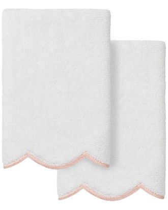Linum Home Textiles 100% Turkish Cotton Adornia Scallop 2Pc Fingertip Towel Set