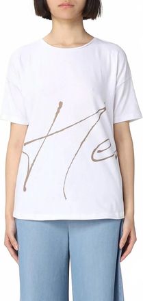 Herno Logo Print Stretch T-Shirt In Open White