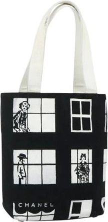 Chanel Pre-owned Tote Bags, female, Black, Size: ONE SIZE Pre-owned Vintage Canvas Tote Bag