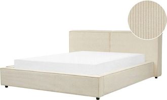 Beliani Beliani - Classic Upholstered Corduroy Bed eu King Size 5ft3 Frame Slatted Base Beige Linards