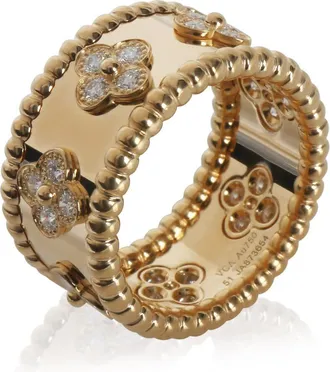 Van Cleef & Arpels Pre-Owned Van Cleef & Arpels Yellow Gold Diamond Perlee Clover Ring
