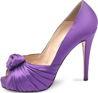 Christian Louboutin 115mm pleated satin peep-toe heels - Purple