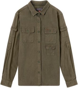 Amundsen & Scott Travellers Linen Shirt Womens in Olive Ash at Nordstrom, Size X-Large