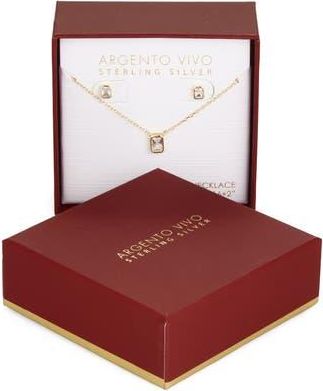 Argento Vivo Cubic Zirconia Pendant & Stud Earrings Set in Gold at Nordstrom Rack