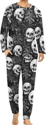 Generic Skull Mens Pajamas Set Long Sleeve Tops And Bottoms Soft Nightwear Comfy Loungewear Pj Sets L