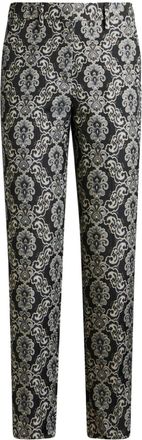 Etro floral-brocade cropped trousers - women - Polyamide/Polyester/Cotton/Metallic Fibre - 46 - Black