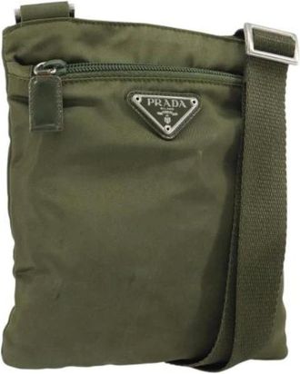 Prada Pre-owned Cross Body Bags, female, Green, Size: ONE SIZE Pre-owned Nylon Cross Body Bag