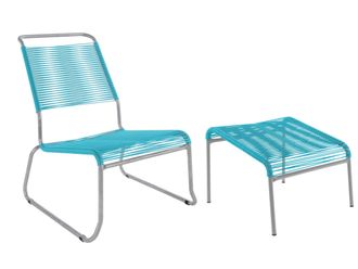 Schubiger M&ouml;bel Spaghetti-Kufen-Lounger-Hochlehner + Hocker S&auml;ntis