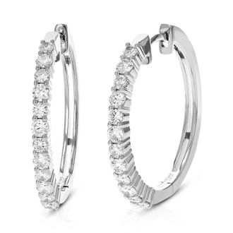 Vir Jewels 1 cttw Lab Grown Diamond Hoops Earrings in Sterling Silver With Hidden Post For Women