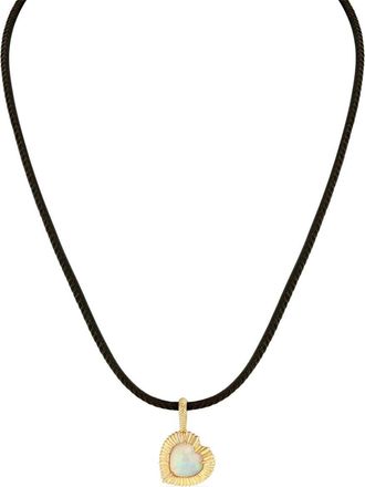 Lizzie Mandler 18K yellow gold Heart opal pendant necklace