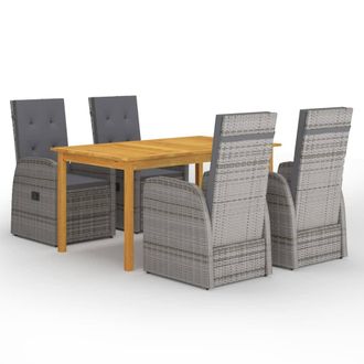 vidaXL Juego De Comedor Para Jard&iacute;n 5 Piezas Gris Vidaxl
