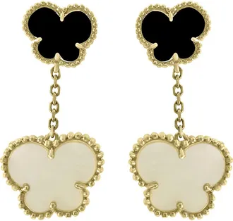 Effy 14K Yellow Gold Mother of Pear l& Onyx Drop Motif Earrings in 14K Gold at Nordstrom