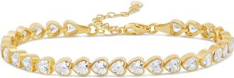 SHYMI Cubic Zirconia Heart Tennis Bracelet in Gold/White at Nordstrom, Size 6