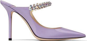 Jimmy Choo London Bing 100mm crystal-embellished pumps - women - Calf Leather/Calf Leather/Patent Calf Leather - 36 - Purple
