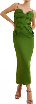 Farm Rio Monstera Sleeveless Midi Dress In Green