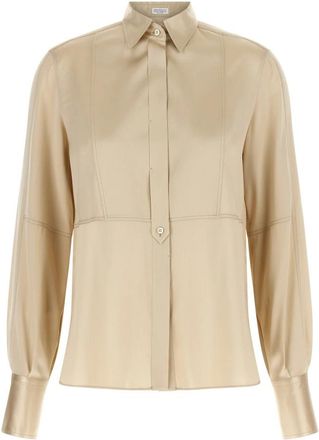 Brunello Cucinelli Shirts - Dames - Overhemden - Beige - L - Overhemden
