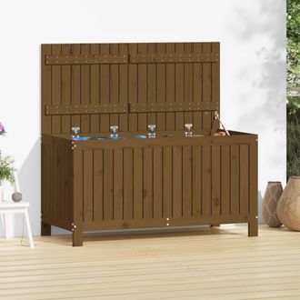 Berkfield Home Garden Storage Box Honey Brown 121x55x64 cm Solid Wood Pine | Size: 121 x 55 x 64 cm