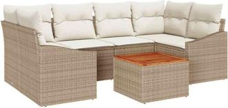 vidaXL Conjunto De Sof&aacute; De Jard&iacute;n 7 Pcs Beige, Blanco Vidaxl