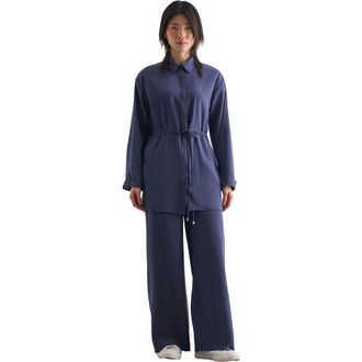 Mizalle Light Weight Cinch Waist Tunic in Indigo at Nordstrom, Size Xx-Large