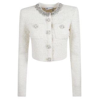 Self Portrait Jassen, Dames, Wit, S, Tweed, Self-portrait Sweaters Wit