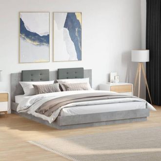 vidaXL Bed Frame with LED without Mattress Concrete Grey 200x200 cm vidaXL