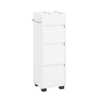 SoBuy Armario auxiliar de ba&ntilde;o con 3 cajones mdf blanco