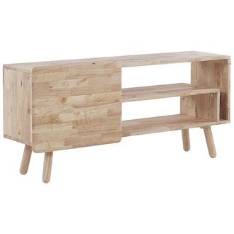 Beliani Beliani - Mueble De Tv De Madera De Caucho Clara 1 Puerta 2 Estantes Almacenaje Retro Escandinavo Sala De Estar Westfield