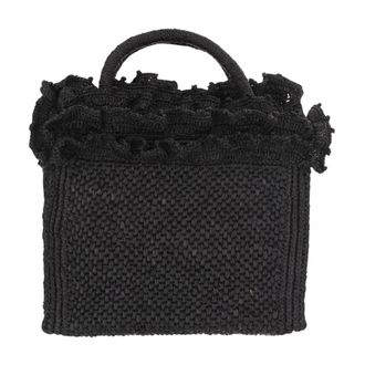 Ibeliv Raffia and Cotton Tote Bag - female - Ibeliv - Handbags - Black - ONE SIZE - Bags