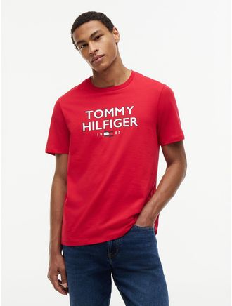 Tommy Hilfiger Mens Bold Tommy 1985 Logo T-Shirt - Red - XXXL