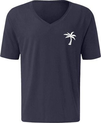 Generic Same Day Delivery Summer Tops for Men UK Mens Summer Beach Coconut Print V Neck Short Sleeved T Shirt Smart Casual Dress T Shirts for Men UK Prime Dea