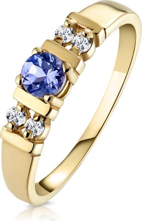 The Diamond Store Tanzanite 3.75mm And Diamond 9K Gold Ring