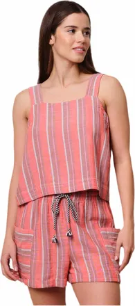 Sundry Crossback Swing Striped Tank Top In Bright Coral