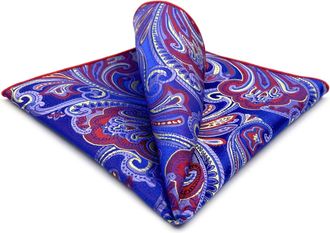 Shlax & Wing Pocket Square for Men Paisley Blue Navy Azure Multicolor Patterned Handkerchiefs