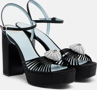 Valentino Garavani Cour Royal embellished satin platform sandals