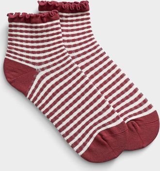 Simons Womens Wavy-trim gingham ankle socks