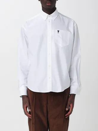 Ami Camicia relaxed fit in cotone con collo button-down e logo ricamato