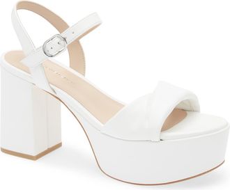 Stuart Weitzman Everly Block Heel Platform Sandal in White. at Nordstrom Rack, Size 6.5